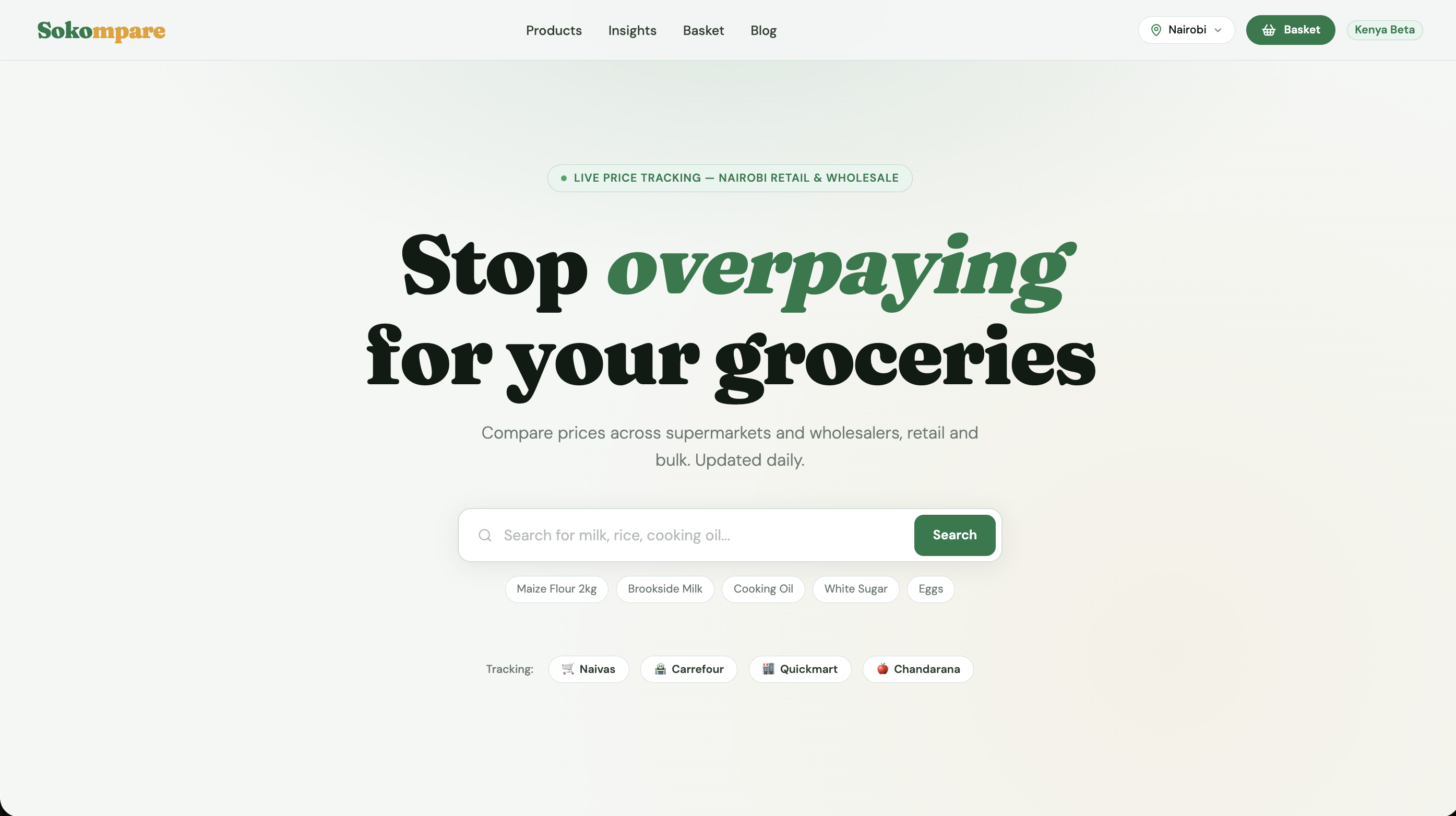 Sokompare homepage