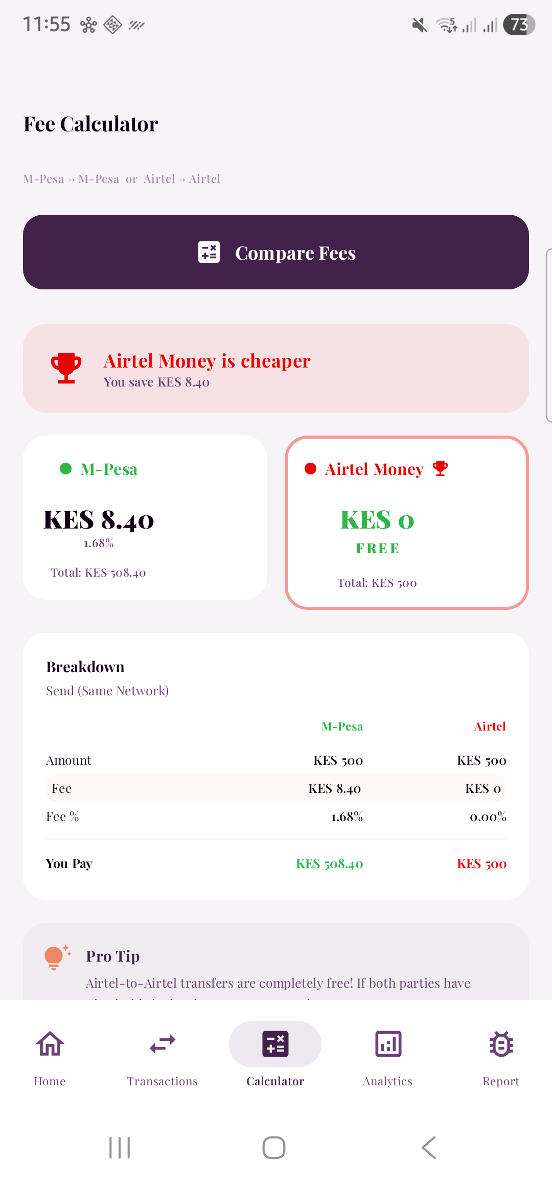 Thamani calculate fee