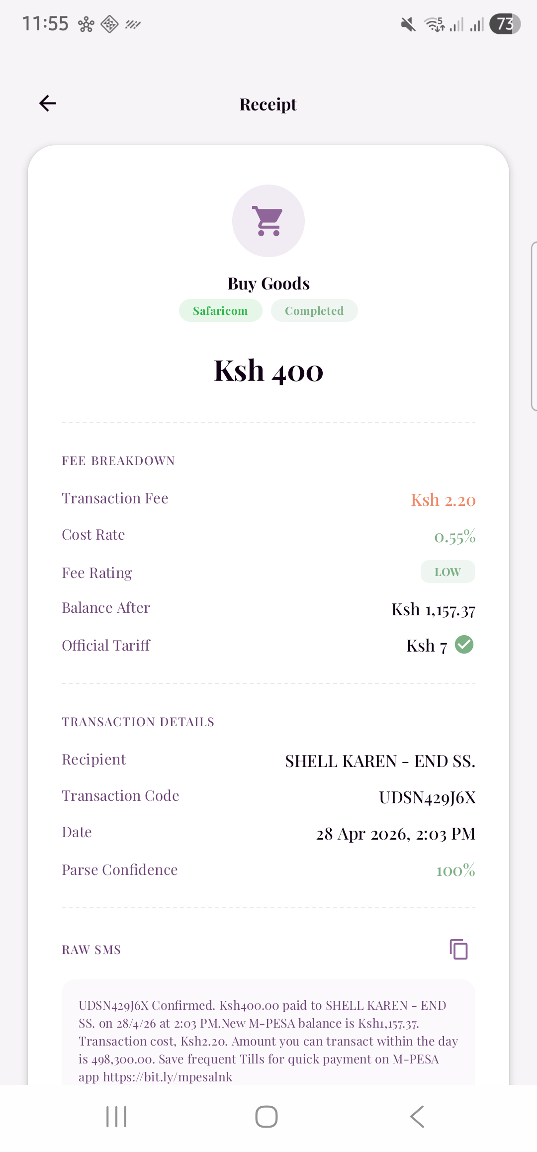 Thamani transaction detail